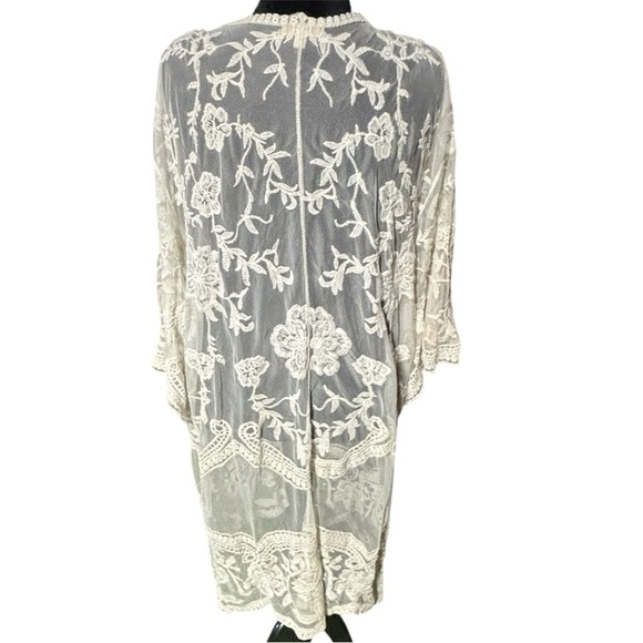 Women's Lace Cardigan Floral Crochet Sheer Beach Cover Ups Long Open Kimono lg - Picture 3 of 10